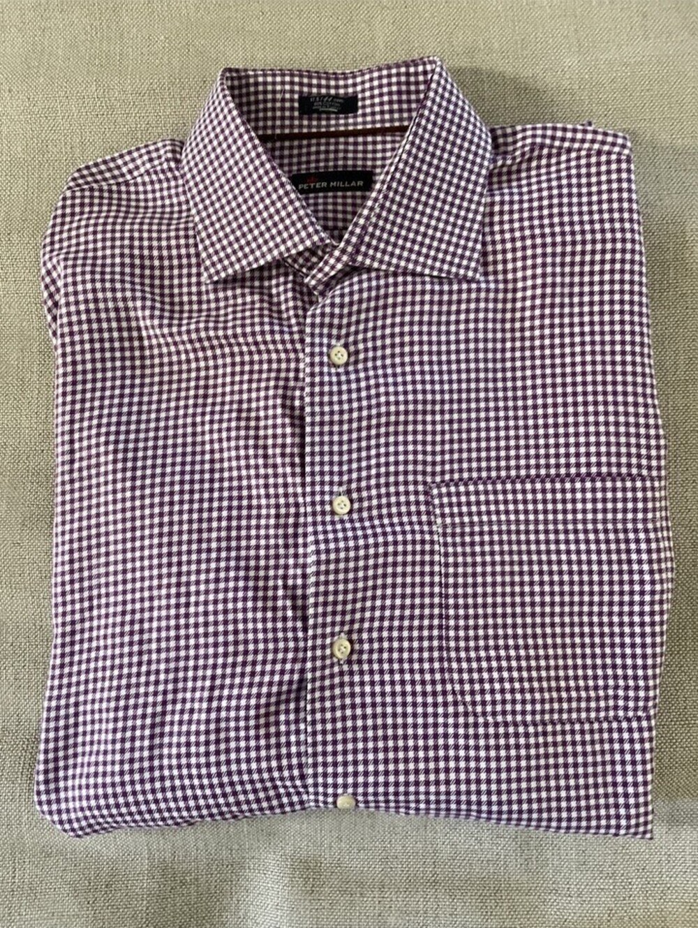 Peter Millar Shirt White Flannel Button Up Check Plaid XL